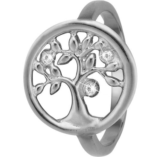 Christina Collect Tree of Life sølvring fra Christina Jewelry & Watches med 3 klare kubiske zirkonia og træmotiv.